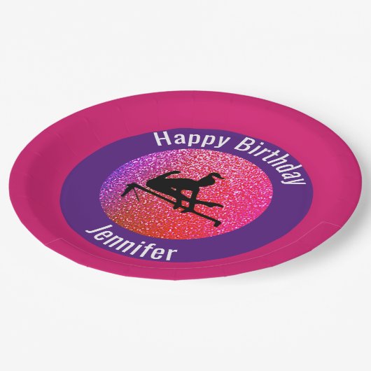 Gymnastiek Birthday Uneven Bars Sparkle Papieren Bordje (Gekanteld)