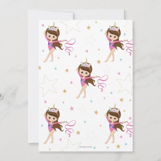 Gymnastiek Birthday Unicorn Girl Gymnastics Party Kaart (Achterkant)