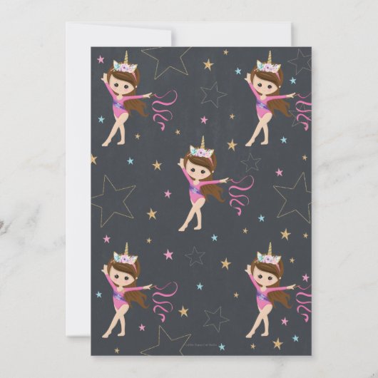 Gymnastiek Birthday Unicorn Girl Gymnastics Party Kaart (Achterkant)