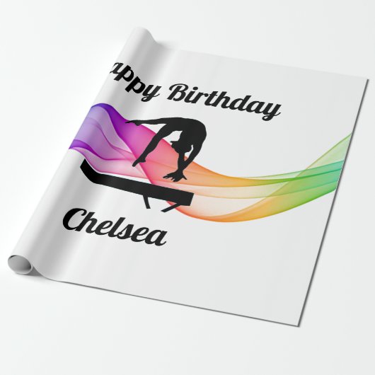 Gymnastiek Birthday Wrapping Paper Cadeaupapier (Uitgerold)