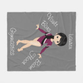 Gymnastiek Black Hair, bruine ogen, Bourgogne Leo Fleece Deken (Voorkant (Horizontaal))