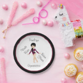 Gymnastiek Black Hair, bruine ogen, Bourgogne Leo Papieren Bordje (Feest)