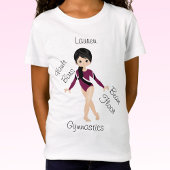 Gymnastiek Black Hair, bruine ogen, Bourgogne Leo T-shirt