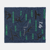 Gymnastiek blauw groene muggengrafie fleece deken (Voorkant (Horizontaal))