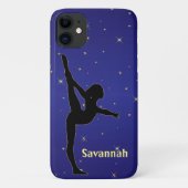 Gymnastiek Blauw met gouden Sparkle Case-Mate iPhone Case (Achterkant)