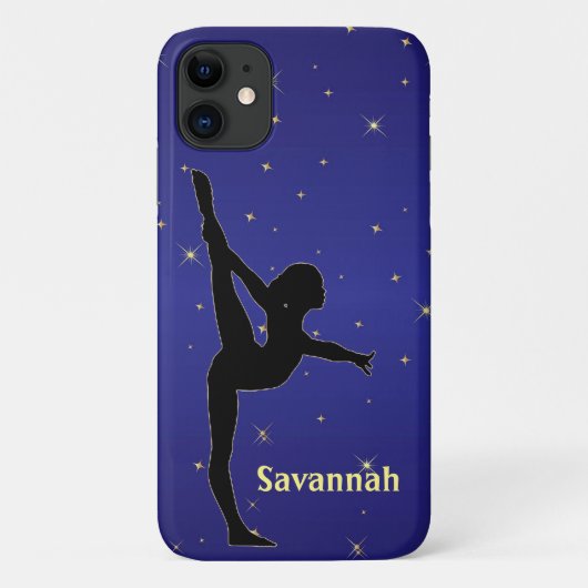 Gymnastiek Blauw met gouden Sparkle Case-Mate iPhone Case (Achterkant)