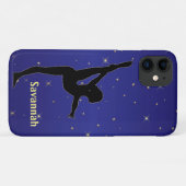 Gymnastiek Blauw met gouden Sparkle Case-Mate iPhone Case (Achterkant (horizontaal))