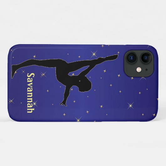 Gymnastiek Blauw met gouden Sparkle Case-Mate iPhone Case (Achterkant (horizontaal))