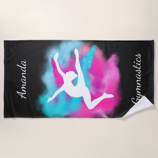 Gymnastiek Blauwkleurige lepkleurbalk met naam Strandlaken (Voorkant)