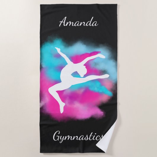 Gymnastiek Blauwkleurige lepkleurbalk met naam Strandlaken (Voorkant)