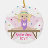 Gymnastiek Blond Haar Gymnast Custom Gift Keramisch Ornament (Voorkant)