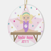 Gymnastiek Blond Haar Gymnast Custom Gift Keramisch Ornament (Links)
