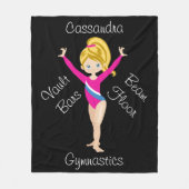 Gymnastiek Blonde, blauwe ogen, roze leotard Fleece Deken (Voorkant)