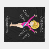 Gymnastiek Blonde, blauwe ogen, roze leotard Fleece Deken (Voorkant (Horizontaal))