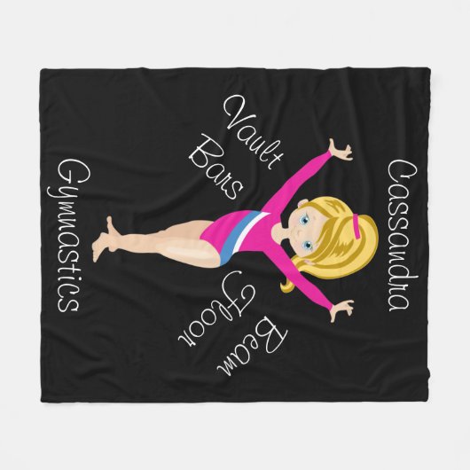 Gymnastiek Blonde, blauwe ogen, roze leotard Fleece Deken (Voorkant (Horizontaal))
