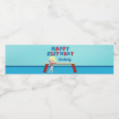 Gymnastiek Blonde Girl Custom Happy Birthday Party Waterfles Etiket (Enkel label)