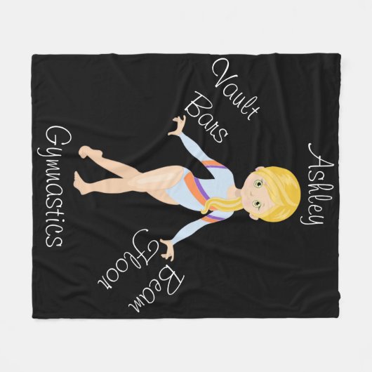 Gymnastiek Blonde, Hazel Eyes, Bleek blauw leotard Fleece Deken (Voorkant (Horizontaal))