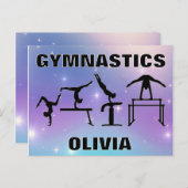 Gymnastiek Briefkaart Paarse Turquoise (Voorkant / Achterkant)