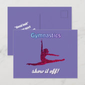 Gymnastiek Briefkaart voor meisjes die van Gymnast (Voorkant / Achterkant)