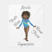 Gymnastiek Brunette, Bruin Eyes, Blauwe Leotard Fleece Deken (Voorkant)