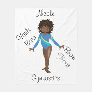Gymnastiek Brunette, Bruin Eyes, Blauwe Leotard Fleece Deken