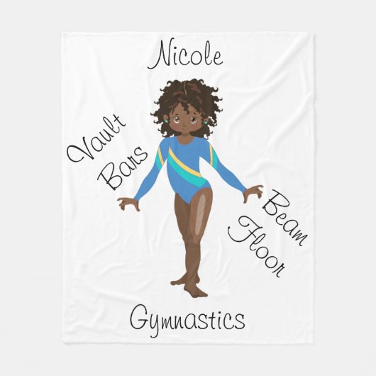 Gymnastiek Brunette, Bruin Eyes, Blauwe Leotard Fleece Deken (Voorkant)