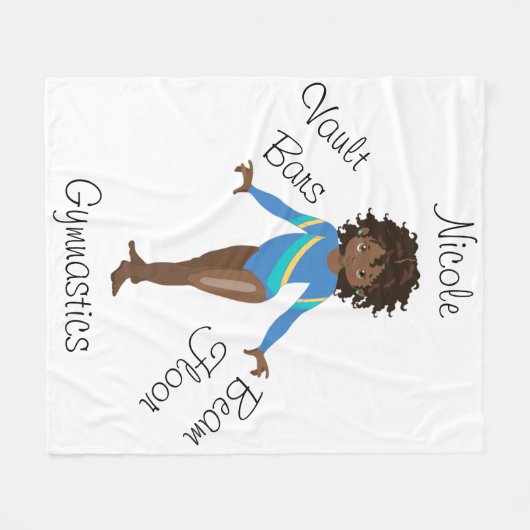 Gymnastiek Brunette, Bruin Eyes, Blauwe Leotard Fleece Deken (Voorkant (Horizontaal))