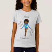 Gymnastiek Brunette, Bruin Eyes, Blauwe Leotard T-shirt (Voorkant)