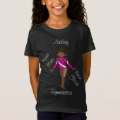 Gymnastiek Brunette, Bruin Eyes, Roze Leotard T-shirt (Voorkant)