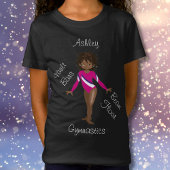 Gymnastiek Brunette, Bruin Eyes, Roze Leotard T-shirt