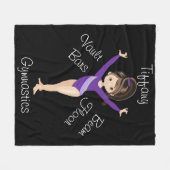 Gymnastiek Brunette, bruine ogen, Paarse leotard Fleece Deken (Voorkant (Horizontaal))