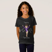 Gymnastiek Brunette, bruine ogen, Paarse leotard T-shirt (Voorkant volledig)