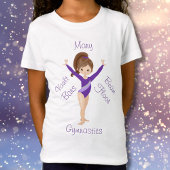 Gymnastiek Brunette, bruine ogen, Paarse leotard T-shirt