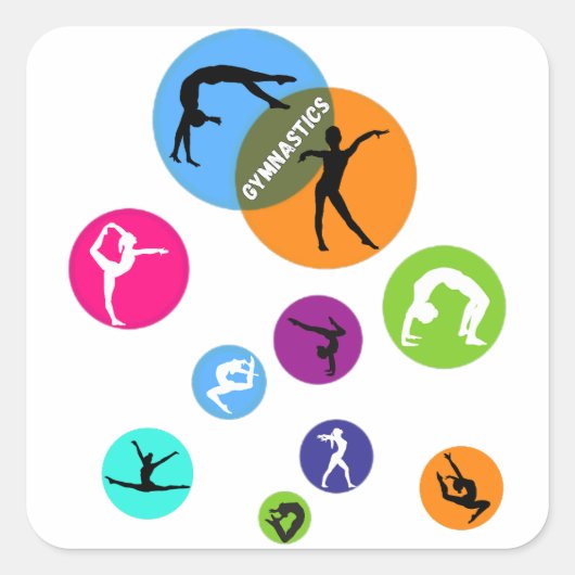 Gymnastiek Bubble Vierkante Sticker (Voorkant)