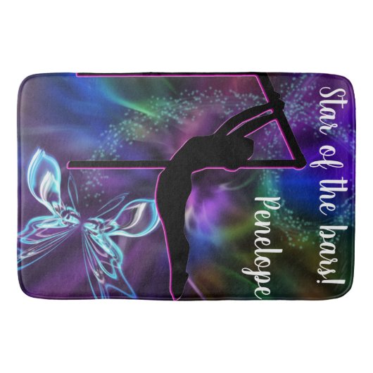 Gymnastiek Butterfly Star van de Bars Personalized Badmat (Voorkant)