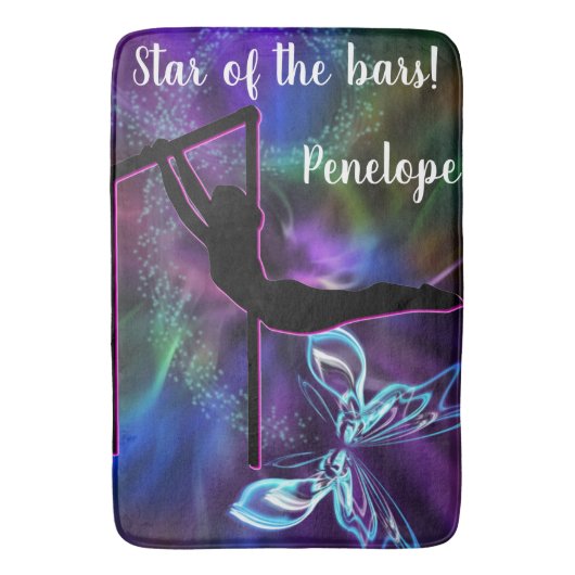 Gymnastiek Butterfly Star van de Bars Personalized Badmat (Voorkant Verticaal)