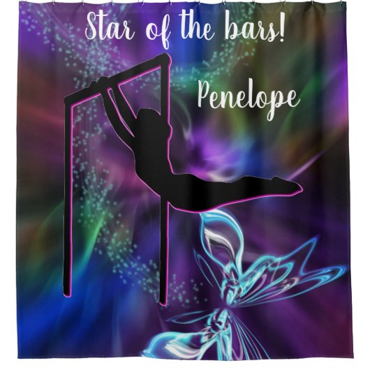 Gymnastiek Butterfly Star van de Bars Personalized Douchegordijn (Voorkant)