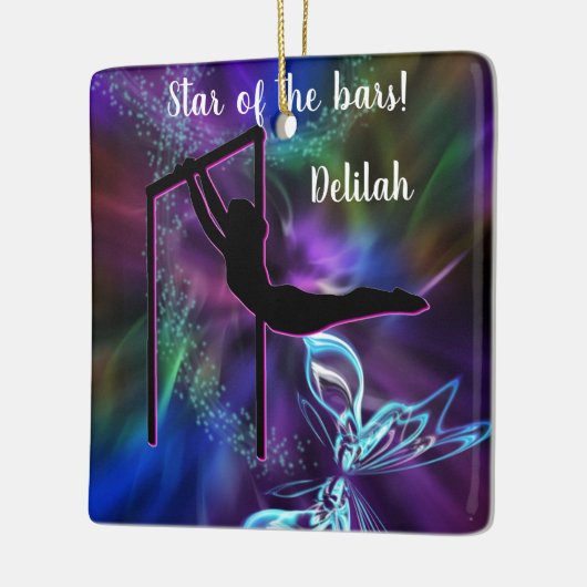 Gymnastiek Butterfly Star van de Bars Personalized Keramisch Ornament (Links)