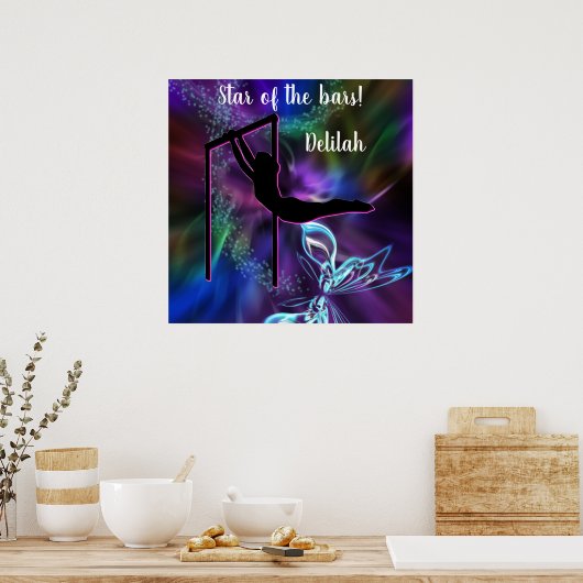 Gymnastiek Butterfly Star van de Bars Personalized Poster (Keuken)