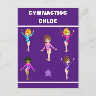GYMNASTIEK CADEAU MET 5 GYMNASTEN GEPERSONALISEERD BRIEFKAART