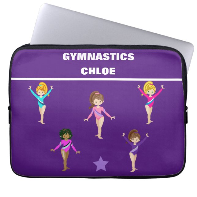 GYMNASTIEK CADEAU MET 5 GYMNASTEN GEPERSONALISEERD LAPTOP SLEEVE (Voorkant)
