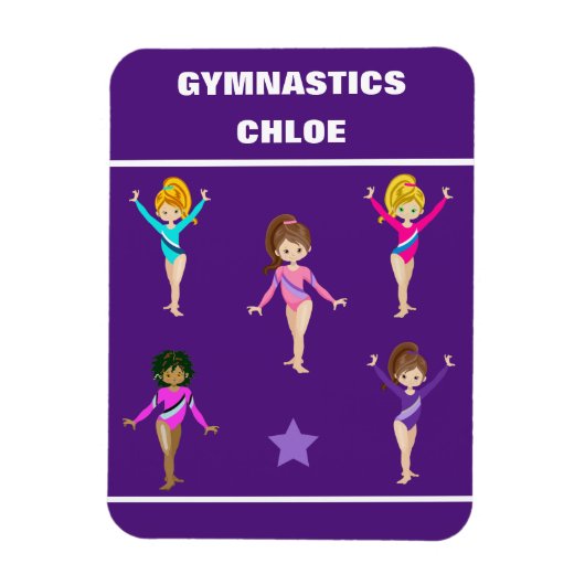 GYMNASTIEK CADEAU MET 5 GYMNASTEN GEPERSONALISEERD MAGNEET (Verticaal)