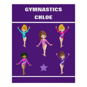 GYMNASTIEK CADEAU MET 5 GYMNASTEN GEPERSONALISEERD PERFECT POSTER