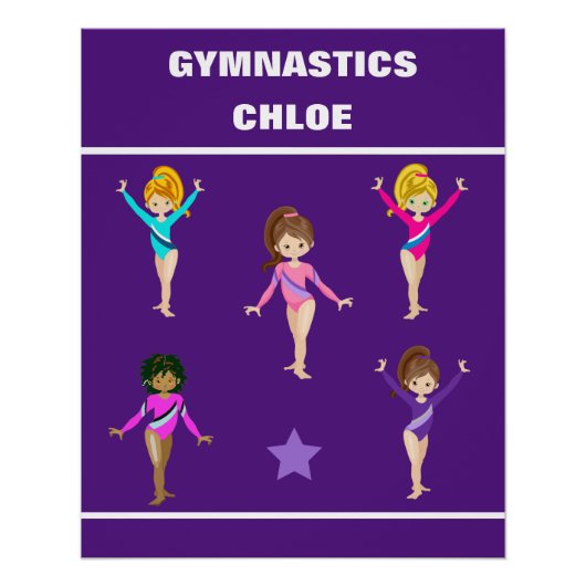 GYMNASTIEK CADEAU MET 5 GYMNASTEN GEPERSONALISEERD PERFECT POSTER (Voorkant)