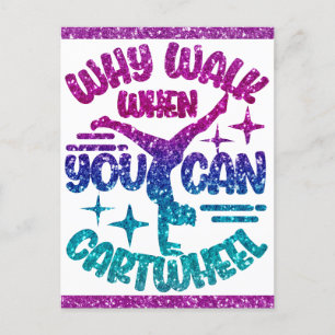 Gymnastiek Cartwheel Magenta Paarse Turquoise Briefkaart