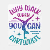 Gymnastiek Cartwheel Magenta Paarse Turquoise Fleece Deken (Voorkant)