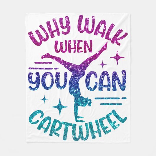 Gymnastiek Cartwheel Magenta Paarse Turquoise Fleece Deken (Voorkant)