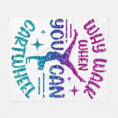 Gymnastiek Cartwheel Magenta Paarse Turquoise Fleece Deken (Voorkant (Horizontaal))