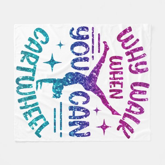 Gymnastiek Cartwheel Magenta Paarse Turquoise Fleece Deken (Voorkant (Horizontaal))