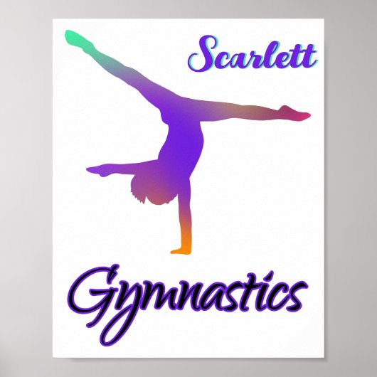 Gymnastiek Cartwheel Roze Paarse Gepersonaliseerd Poster (Voorkant)